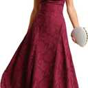 RIHOAS Women's Maxi Dresses Wedding Guest Dress A-Line Long Square Neck Backless Sling for Beach Wedding Party L