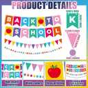Yinder Back to School Decorations, 8-piece First Day of School Cardstock Banner Garland Kit with Letter Banner, Pennant Flags and Paper Dot Garlands for Classroom Door Bulletin Board Party