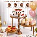 LOVYANXUE Acacia Wooden Cupcake Stand, 3 Tier Round Cake Stand 360 Rotatable Cupcake Tower with Tiered Serving Tray, Wood Dessert Table Display Set, Tiered Tray Stand for Party, Wedding (12/10/8 IN)