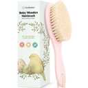 Wooden Baby Hair Brush - Cradle Cap Baby Brush with Soft Goat Bristles, Perfect Gentle Scalp Newborn Comb for Infant, Girls, Boys, Bath Essentials (Blush, Oval)