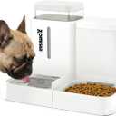 ZOMISIA Gravity Dog Food and Water Dispenser, 2 in 1 Automatic Dog Feeder with 180 Degree Rotatable, 2 Pack Large Capacity Self Feeding for Small Dogs Puppy, White, 1.6GALx2