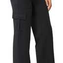Casei Women's Wide Leg Yoga Pants with 6 Pockets Stretchy Cargo Work Dress Pants High Waisted Travel Scrub Trousers,32" Inseam Black(M)