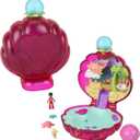 Polly Pocket Dolls & Accessories, Sparkle Beach Shell Compact with Micro Doll & Ocean Pet, Travel Toy with Water Play,