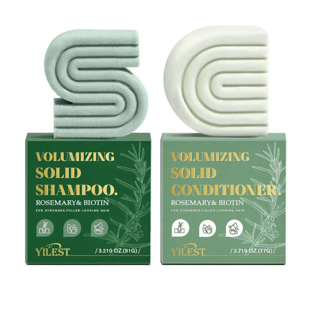 Rosemary & Biotin Shampoo Conditioner Set for Hair Growth,Strengthening, Thickening Volumizing Shampoo Bar for Men and Women - 2 Pcs