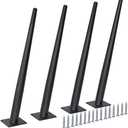 FIVEPEARS 4 PCS 16 Inch Heavy Duty Matte Black Metal Slant Angled Tapered Legs Set for Furniture, Mid Century Modern Style Feets for Coffee Table Couch Sofa Cabinet Chair Dresser Bed Desk Credenza