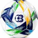 Soccer Ball Size 5 Size 4 Size 3 Deflated - Bright Tri-Color Practice Ball for Boys and Girls Ages 4-8, 8-12,12+, Indoor Outdoor Official Training Ball for Kids Youth Teens Adult