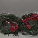 Janinka 4 Pcs Christmas Wreath for Windows 11.8 Inch Christmas Window Decorations Cabinet Wreaths with Red Bow Greenery Artificial Hanging Garlands for Fireplaces Window Home (Cedar)