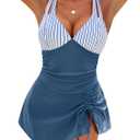 BMJL Women One Piece Swimsuit Tummy Control Bathing Suits Plus Size Modest Swim Dress Swimwear, M