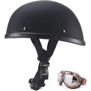 Motorcycle Half Helmet, DOT Approved Adult Men Women Retro Open Face Helmets, Helmet for Adults, Half Shell Helmet (Medium, Matte Black+G)