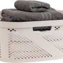 Mind Reader 40L Laundry Basket, Clothes Hamper, Premium Wicker Design, Plastic, Ivory, Single