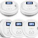 5 Packs, Smoke Combination CO Alarm,2-in-1 Detection, CO Detector,Smoke Detector,Battery Powered CO Alarm with LEDs,Digital Display,Test Button,Low Battery Warning,85db Alarm,Flexible Installation