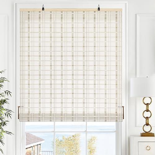 Amazon.com: LazBlinds Cordless Bamboo Blinds, Roll Up Shades for Windows, Light Filtering Hanging Window Blinds, Bamboo Shades for Patio Indoor/Outdoor Porch, 45'' W x 72'' H, Whitewash B : Home & Kitchen