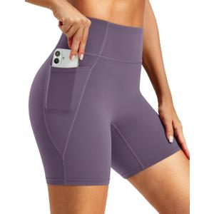 MAGCOMSEN Women's 6" Biker Shorts 3 Pockets Tummy Control Spandex Running L