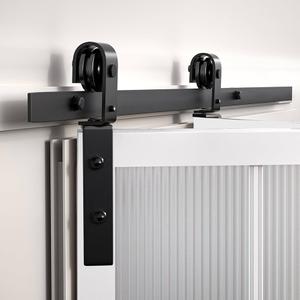 40" Bi-Folding Sliding Barn Door Hardware Track Kit for 2 Doors,Slide Smoothly and Quietly,Easy Install,Saving Space,Sturdy Rust Proof,Corrosion Resistance,Black（Excluding Doors）