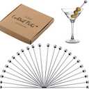 Premium Stainless Steel Cocktail Picks - 24 Pack / 4 Inch - Cocktail Skewers for Drinks