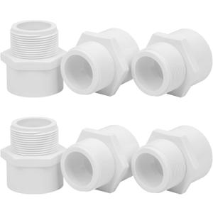 6Pack 1-1/2" PVC Male Adapter Pipe Fittings (Socket x Male Pipe Thread) Furniture Grade SCH40 2-Way 1.50" PVC Coupling Pipe Connectors for Plumbing Water Line