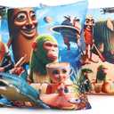 2 x Italian Brainrot Pillowcase Set - 4-Piece 100% Cotton Sateen, Hand-Painted Rot Brain Illustration, Breathable & Cool for Superior Sleep, Home Decoration Art 18" x18inch(45x45cm)