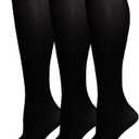 EABERN Women's Trouser Socks,Opaque Stretchy Nylon Knee High Dress Socks,6 or 12 Pairs (Queen, 3black)