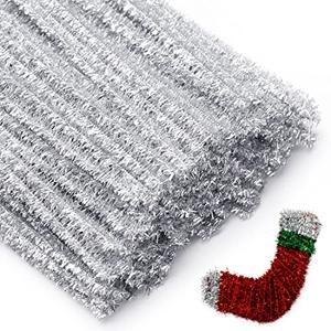 Eppingwin 200pcs Pipe Cleaners, Glitter Silver Pipe Cleaners Craft Supplies,Chenille Stems for DIY Arts Crafts Project(Glitter Silver)