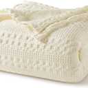 PHF 100% Cotton Waffle Weave Blanket King Size for Bed, Soft Lightweight & Breathable for Spring and Summer, All-Season Comfort, Luxury Aesthetic Blanket for Home Decor, 108"x90", Cannoli Cream