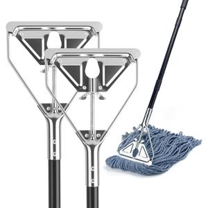 KeFanta 60" Metal Mop Handle Commercial Heavy Duty, Quick Change Industrial Mop Stick Replacemet,Side Gate Mops Head Replacement Holder for Floor Cleaning(2 Pack)