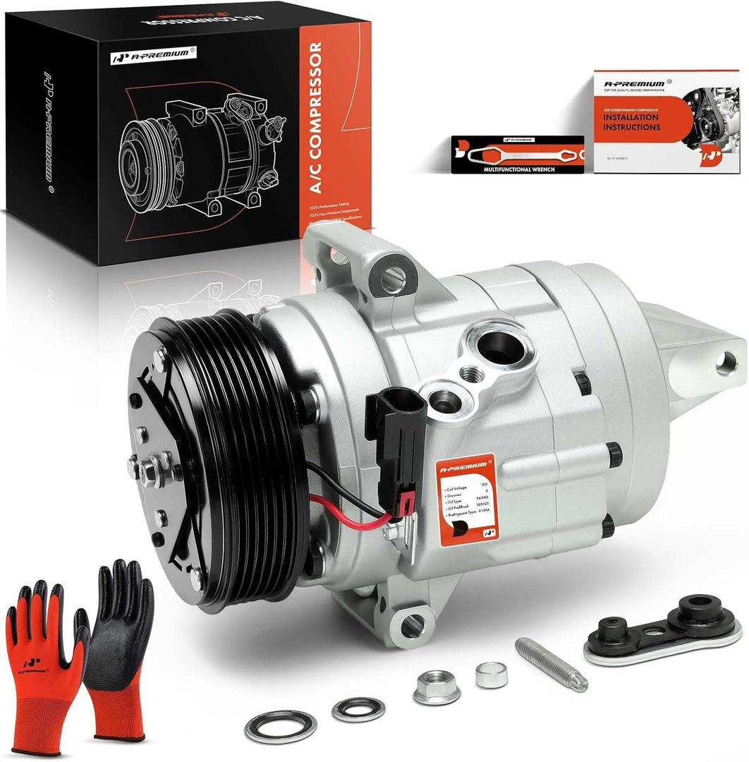 A-Premium Air Conditioner AC Compressor with Clutch Compatible with Ford Fusion 3.5L 2010-2012, Lincoln MKZ 3.5L 2007-2012, SP17 Style, 6 Grooves, with 4-1/2" Dia. Pulley