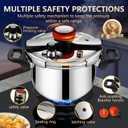 6.3Quart Stainless Steel Pressure Cooker, Triple Safety Lock Stovetop Pot, Ideal for Family Meat & Bean Stews, Works on Induction, Gas and Electric Stovetops