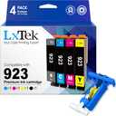LxTek 923 Ink Cartridges Combo Pack Without Chip Replacement for HP Ink 923 923XL 923e for OfficeJet 8120e 8122e 8124e Pro 8135e 8138e 8139e 8130e 8132e (4 Pack Black Cyan Yellow Magenta)