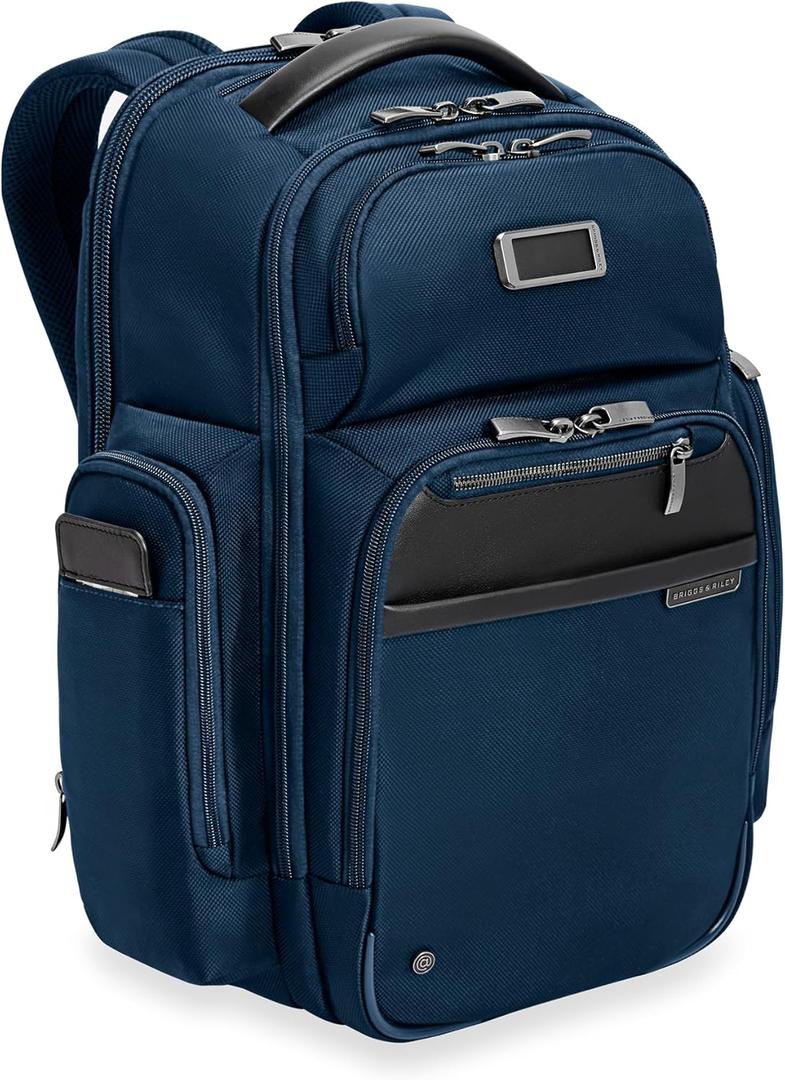 Briggs & Riley Medium Cargo Backpack for Women & Men - Laptop Backpack, For Work & Travel, Lightweight & Durable, Padded Straps, Fits up to 15" Laptop - @work Collection, Navy