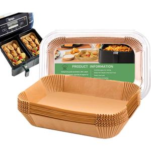 Air Fryer Liners for bella 4Qt Slim Air Fryer, Bella Air Fryer Accessories, Parchment Paper Liners Disposable Rectangular for Ninja Foodi 2-Basket, Instant Pot Vortex Plus, Power XL Vortex(100Pcs) (Rectangle)