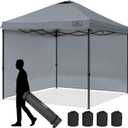 KAMPKEEPER 10x10 Pop Up Canopy Tent with 2 Sidewalls, Beach Tent - Easy Outdoor Sun Shade for Events, Parties, Camping - Gazebo with 4 Weight Bags & Carry Bag.Grey