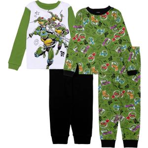 Nickelodeon Boys' 4-piece Snug-fit Cotton Short-Sleeve Matching Pajama Set, Soft & Cute for Kids (8, Tmnt Dudes)