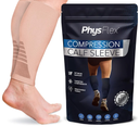 Calf Compression Sleeves for Men and Women - (1 Pair) Footless Compression Socks Support for Varicose Vein, Nursing, Pregnancy, Running - PhysFlex Leg Sleeve Brace for Shin Splints, Pain Relief and Size L