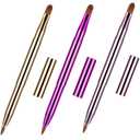 TOODOO 3 Pack Retractable Lip Brush for Lipstick with Cap Dual-ended Liner Foundation Makeup Brush Sets Travel Applicators(Gold, Purple, Bright Pink)