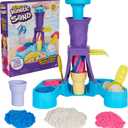 Kinetic Sand, Soft Serve Station with 14oz Play Sand (Blue, Pink & White), 2 Ice Cream Cones & 2 Tools, Sensory Toys, Stocking Stuffers for Kids Ages 3 and up