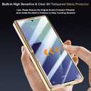 for Samsung Galaxy Z Fold 7 Case with Leather Back, Built-in Camera Kickstand, Electroplated Frame & Hinge Protection, Screen Protector, Thin & Slim Leather Stand Cover 5G 2025, Blue