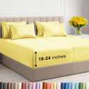 Extra Deep Split King Sheet Set - 7 Piece Breathable and Cooling Sheets - Hotel Luxury Bedding for Women, Men, Kids & Teens - Easy & Secure Fit - Soft and Wrinkle Free - Extra Deep Pockets - Yellow