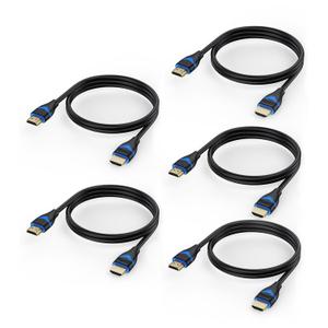 4K HDMI Cables 3FT 5-Pack, HDMI Cord 3 Foot High Speed HDMI to HDMI Cable 2.0(4K@60Hz, 2K@144Hz, 1080P@120Hz, 18Gbps, HDR, 3D, HDCP 2.2, ARC) for HDTV, Switch, PS4/PS5, Xbox, Blu-ray, Monitor 3.3FT/1M