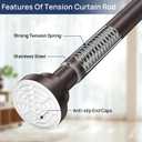 ENJOYBASICS 2 Pack Adjustable Spring Tension Curtain Rods 32 to 66 Inches, Stainless Steel Bronze Shower Rod No Drilling for Window, Bathroom, Closet, Room Divider, 7/8" Diameter