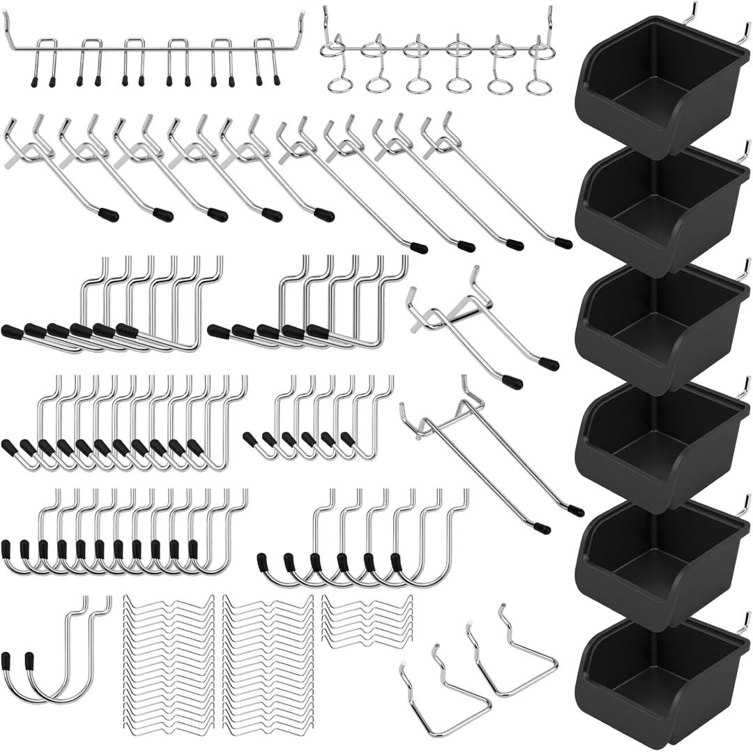 Ultimate 121-Piece Pegboard Hooks Set, Pegboard Accessories with Metal Hooks, Durable Peg Board Organizer Accessories, Pegboard Bins, Peg Board Tool Utility Hooks