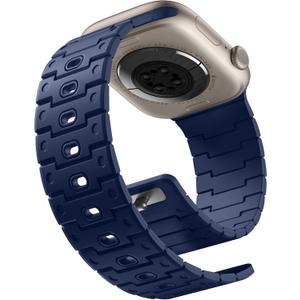 Bandletic Magnetic Watch Band Compatible with Apple Watch 49mm 46mm 45mm 44mm 42mm Bands for Men Wrist Solo Loop, Sport Silicone Strap for iWatch Series 11 10 9 8 7 6 5 4 3 2 1 SE3 SE2 Ultra,Navy Blue