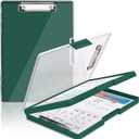 SFLHHDM Clipboard with Storage,Heavy Duty Clip Boards 8.5x11 with 2 Storage Case,Clear Visible Panel Storage Clipboards,Side Opening Nursing Clipboard Folder for Office Supplies-Emerald
