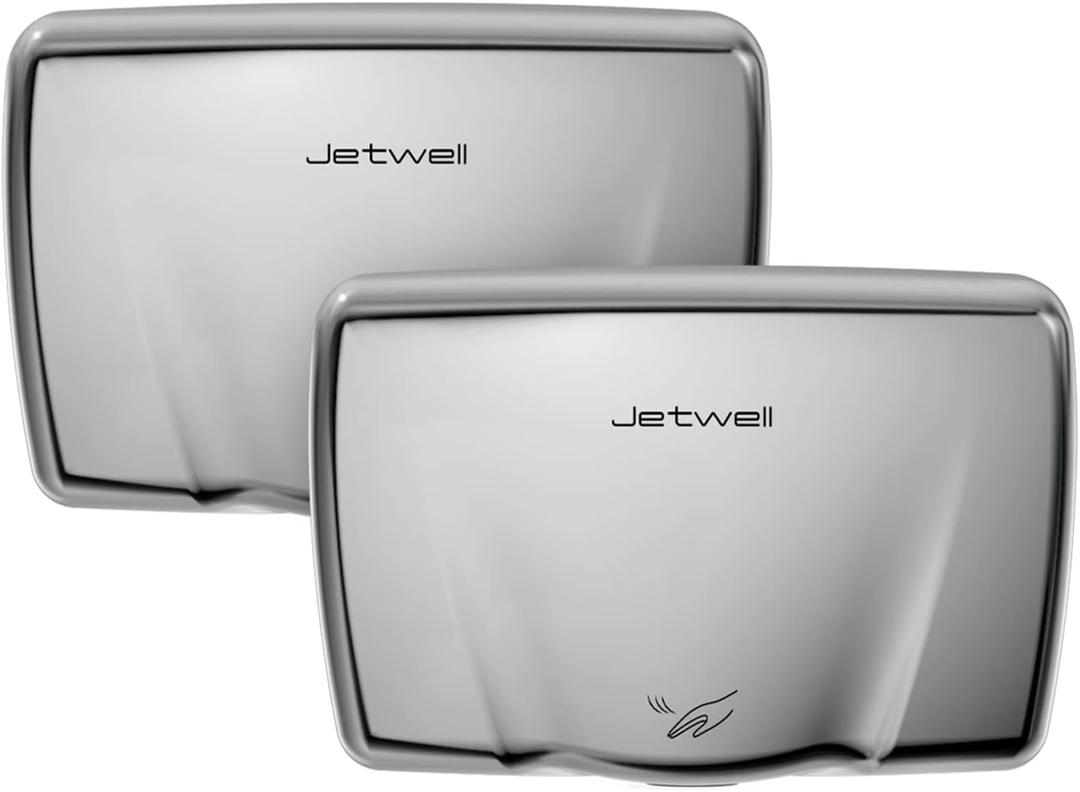 JETWELL 2Pack Compact Hand Dryer for Bathrooms Commercial- Heavy Duty High Speed Stainless Steel Hand Dryers with Heating Switch- Warm Wind Hand Blower