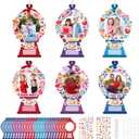 3 x 24 PCS Valentine's Day Picture Frame Ornaments Paper Gumball Machine DIY Photo Frame Craft Set Hanging Decorations for School Classroom Activity Decor Supplies (Bubble)