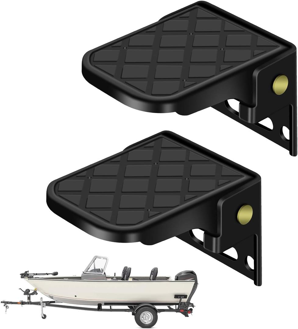 Folding Truck Bed Step,Camper Steps Folding, RV Steps, Trailer Folding Sateps, Tailgate Ladder for RV, Campers, Dump/Fatbed/Boat Trailer, Safety & Anti-Slip (2 Pack, Black)