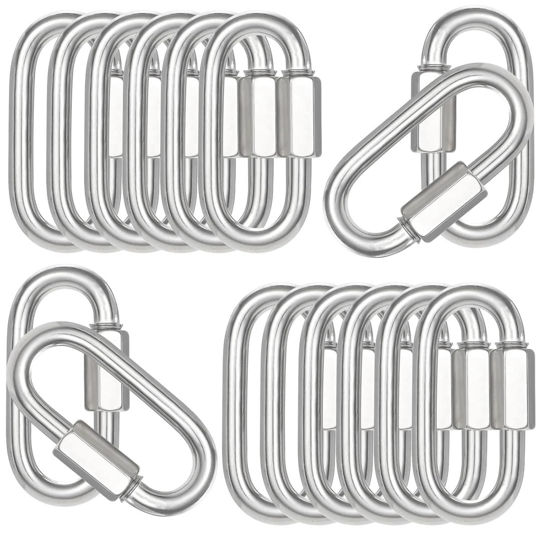 50PCS 3 Inches Quick Link Chain Connectors, M8 Screw Heavy Duty Chain Links, 5/16" Galvanized Steel Locking Carabiners for Connecting Hammock, Key Chain, Pet Leash,Gym,Camping, 1525 Lbs Capacity