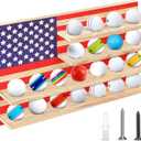 Patriotic Golf Ball Holder Display Shelf for 22 Balls 16 x 10 Inch Wood Golf Ball Display Stand with American Flag Golf Lover's Gift for Christmas, No Door