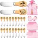Chumia 20 Sets Mother's Day Party Favors Bulk Gifts for Mother Mom Stainless Steel Butter Knife with Wood Handle with Card Organza Bag Thank You Mom Birthday Xmas Party Supplies Gifts