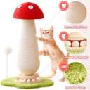 Mushroom Cat Scratching Post Cat Tree, 21.5‘’ H Cute Cat Scratcher Tower with Durable Solid Wood Turntable Toy, Mushroom Scratch Post Cat Sisal Scratcher with Catnip for Indoor Adult Cats