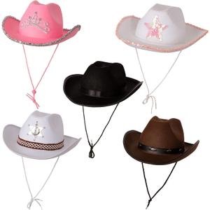 Funny Party Hats 5 Pack Assorted Cowgirl Hat Cowboy Hat Sheriff Costume Hat Western Accessories Cowboy Costume Accessories